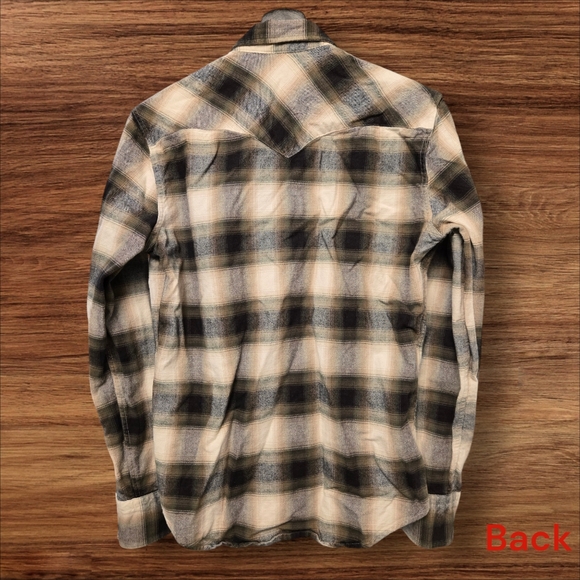 Levi's Barstow Western Flannel Shirt Size S Green Brown EUC - Picture 2 of 8